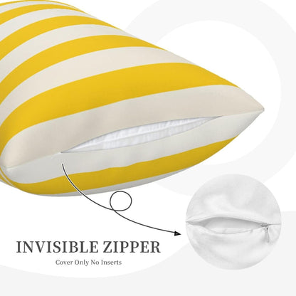 Lemon Yellow Stripes Pillow Cases Set of 2, Standard Pillowcase for Hair and Skin, Super Soft Bed Pillow Protector Covers with Hidden Zipper, 20x26 Inches Pillow Covers for Sleeping Gift