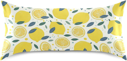 Lemon Slices Satin Pillowcase with Envelope Closure Yellow Standard Size Pillow Case, Silky Pillow Cover for Home Bedroom Sofa 20x26 in