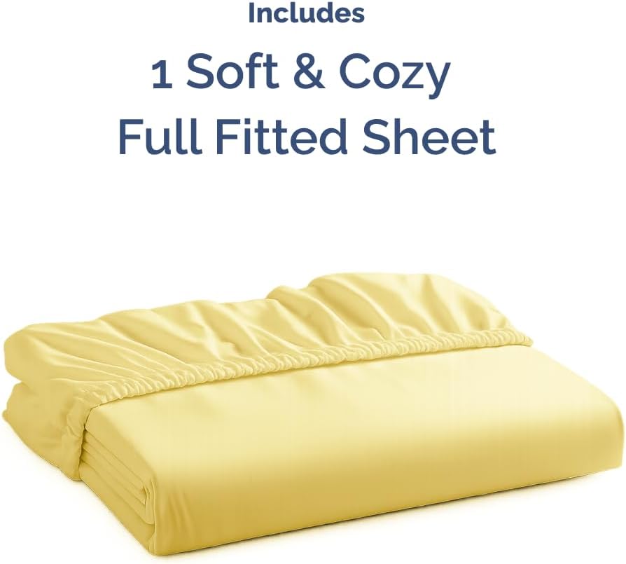 Full Fitted Sheet - Single Fitted Sheet Only - 8-16" Deep Pockets - Yellow
