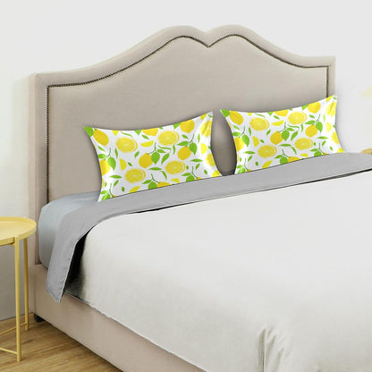 Bright Yellow Lemons Satin Pillow Cases, Soft Cozy Wrinkle Free Pillow Covers, Machine Washable Pillowcase Covers with Envelope Closure Standard Size 20” x 26”