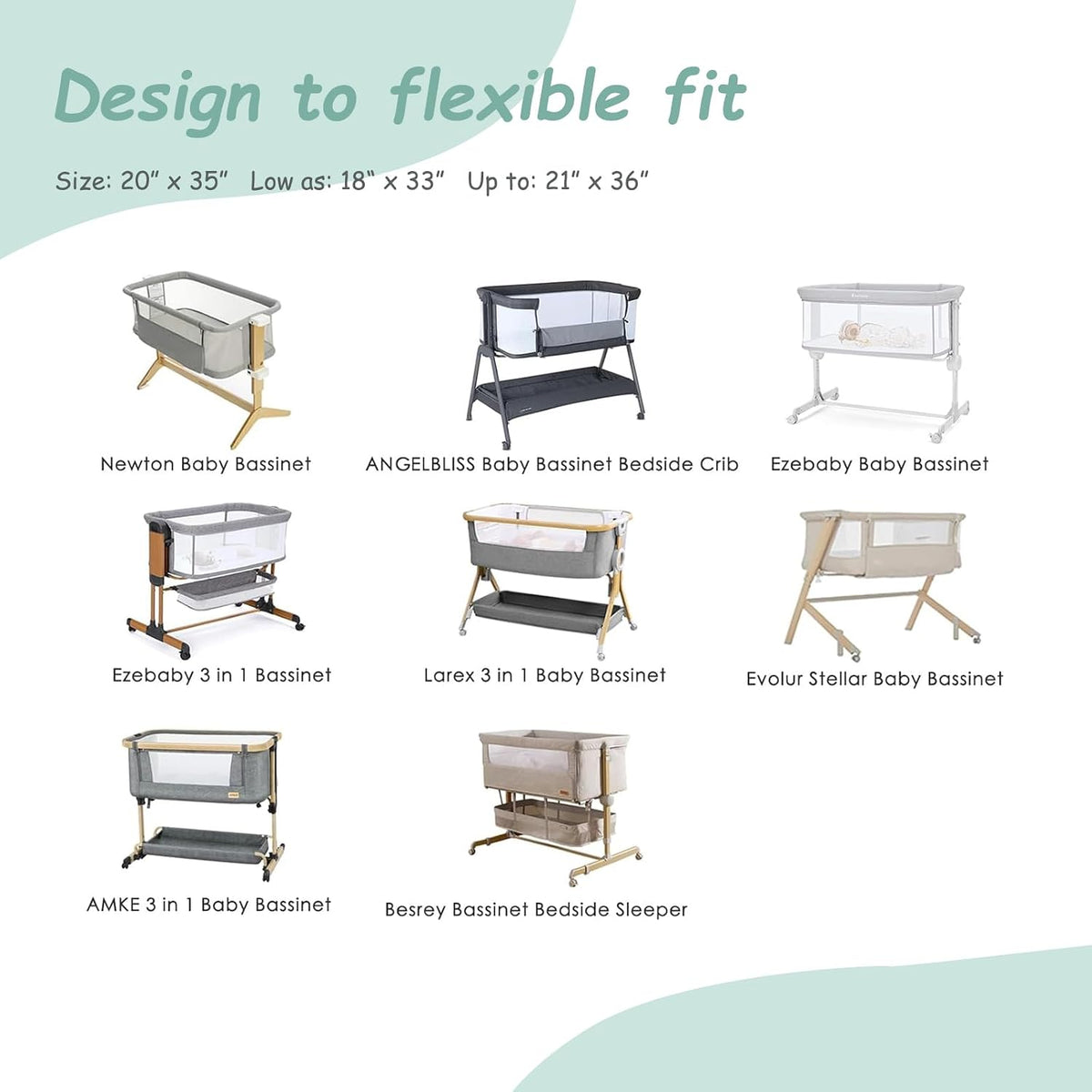 4 Pack Stretchy Bassinet Sheets 20" x 35" Compatible with Newton, Ezebaby, Angelbliss, AMKE(3 in 1) & Other Large Bedside Sleeper - Soft Breathable Fitted Bassinet Sheets - Light Floral Yellow