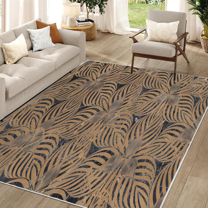 Abstract Art Element Non-Slip Area Rug – Soft Low Pile Modern Pattern,Machine Washable Indoor Rug for Living Room, Bedroom, Entryway – Easy Clean Decorative Home Rug Yellow