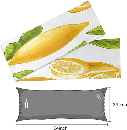 Spring Summer Yellow Lemon Body Pillow Covers Decorative Soft Bedding Satin Pillowcase with Zipper Closure Cooling Breathable Long Pillow Case-21"x 54"
