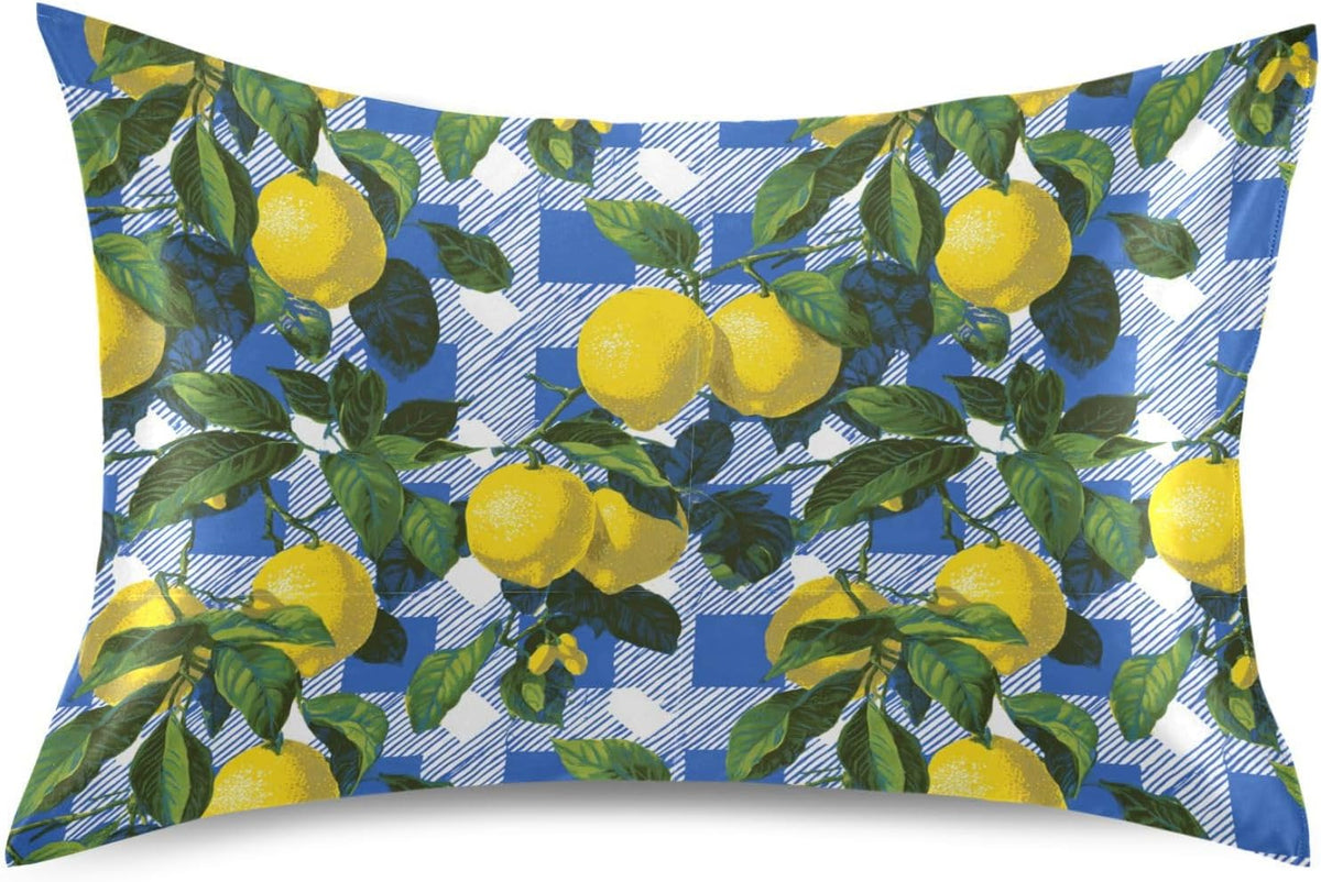 Satin Pillowcase 1 Pack Lemon Yellow Citrus Fruits (34) Similar to Silk Pillow Cases, 20" x 26" Soft Smooth Breathable Cool Pillow Cover for Hair and Skin, Standard Size