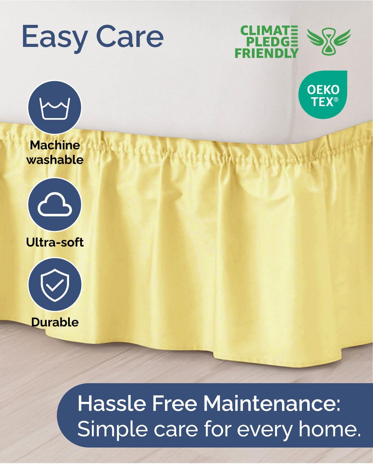 CGK Linens Wrap Around Dust Ruffle Bed Skirt - Full, 18" Yellow
