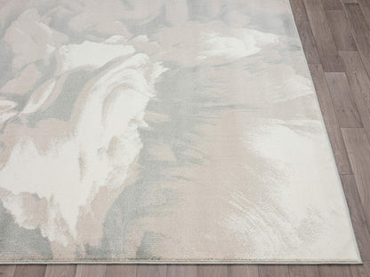 Rugs Modern 4' x 6' Neutral Beige & Cream Swirl Area Rug - Contemporary Geometric 3D Bedroom Rug