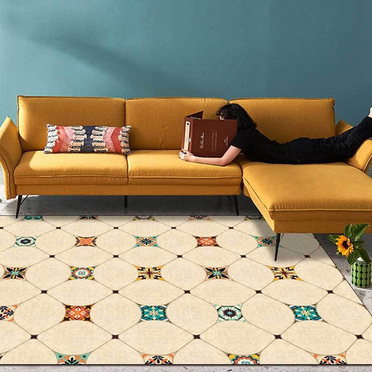 Modern Abstrac Area Rug Geometry Carpet for Farmhouse Bedroom Large Living Room Rugs Indoor Outdoor Door Mats Soft Non Slip Courtyard Kitchen Runner Decor Carpets 4.2' X 6.2'/Yellow