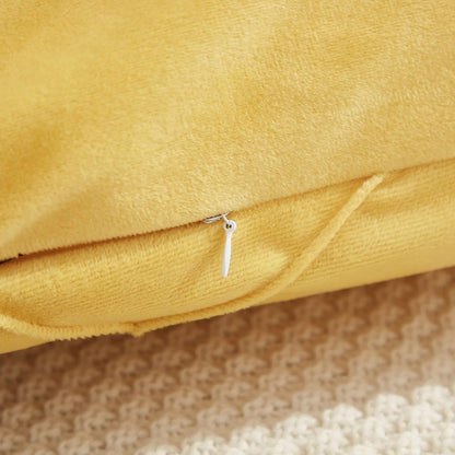 Diamond Pinch Pleated Crystal Velvet Pillowcases 2 Pack Solid Pintuck Throw Cushion Cover for Home Decor Hidden Zipper Closure (Yellow, Standard)
