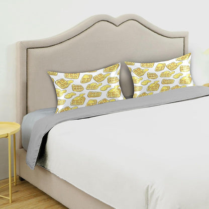 Lemon Yellow Ice Cream Waffle Satin Pillowcase Standard Size 20x26in – Soft Silky Pillow Cover for Hair and Skin, No Zipper Envelope Closure, Single Pack for Bed Couch Bedroom