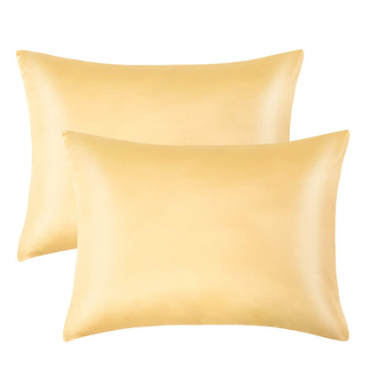 2 Pack 13 x 18 Inch Satin Toddler Pillowcases, Yellow
